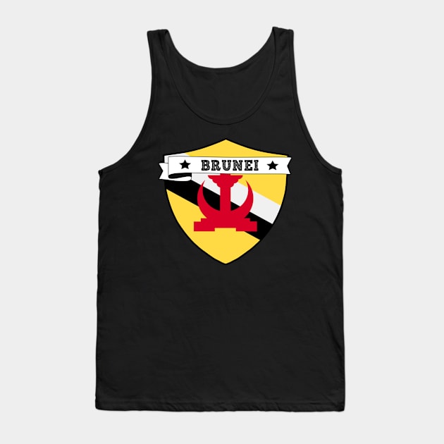 BRUNEI COUNTRY SHIELD, MINIMALIST BRUNEI FLAG, I LOVE BRUNEI Tank Top by Just Simple and Awesome